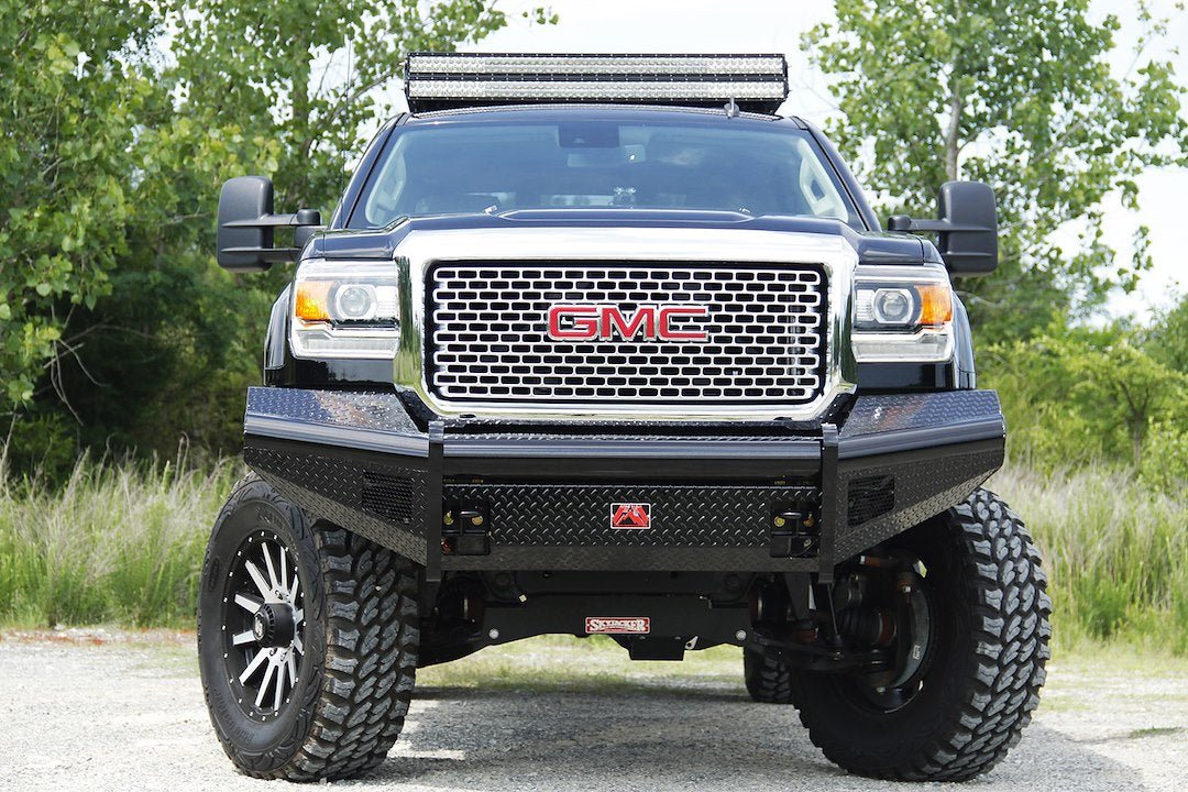 Fab Fours GM11 - S2861 - 1 GMC Sierra 2500/3500 HD 2011 - 2014 Black Steel Front Bumper No Guard - Rugged Truck Gear