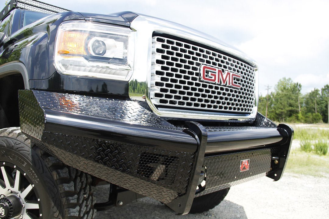 Fab Fours GM11 - S2861 - 1 GMC Sierra 2500/3500 HD 2011 - 2014 Black Steel Front Bumper No Guard - Rugged Truck Gear