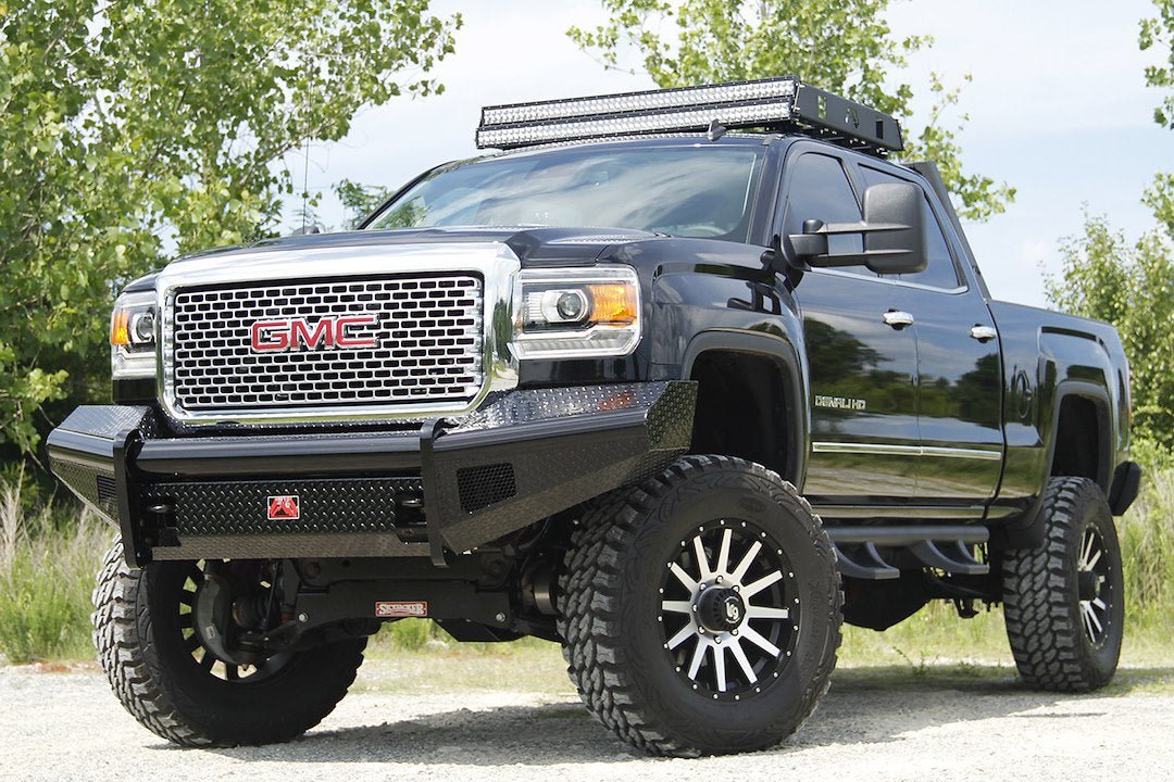 Fab Fours GM11 - S2861 - 1 GMC Sierra 2500/3500 HD 2011 - 2014 Black Steel Front Bumper No Guard - Rugged Truck Gear