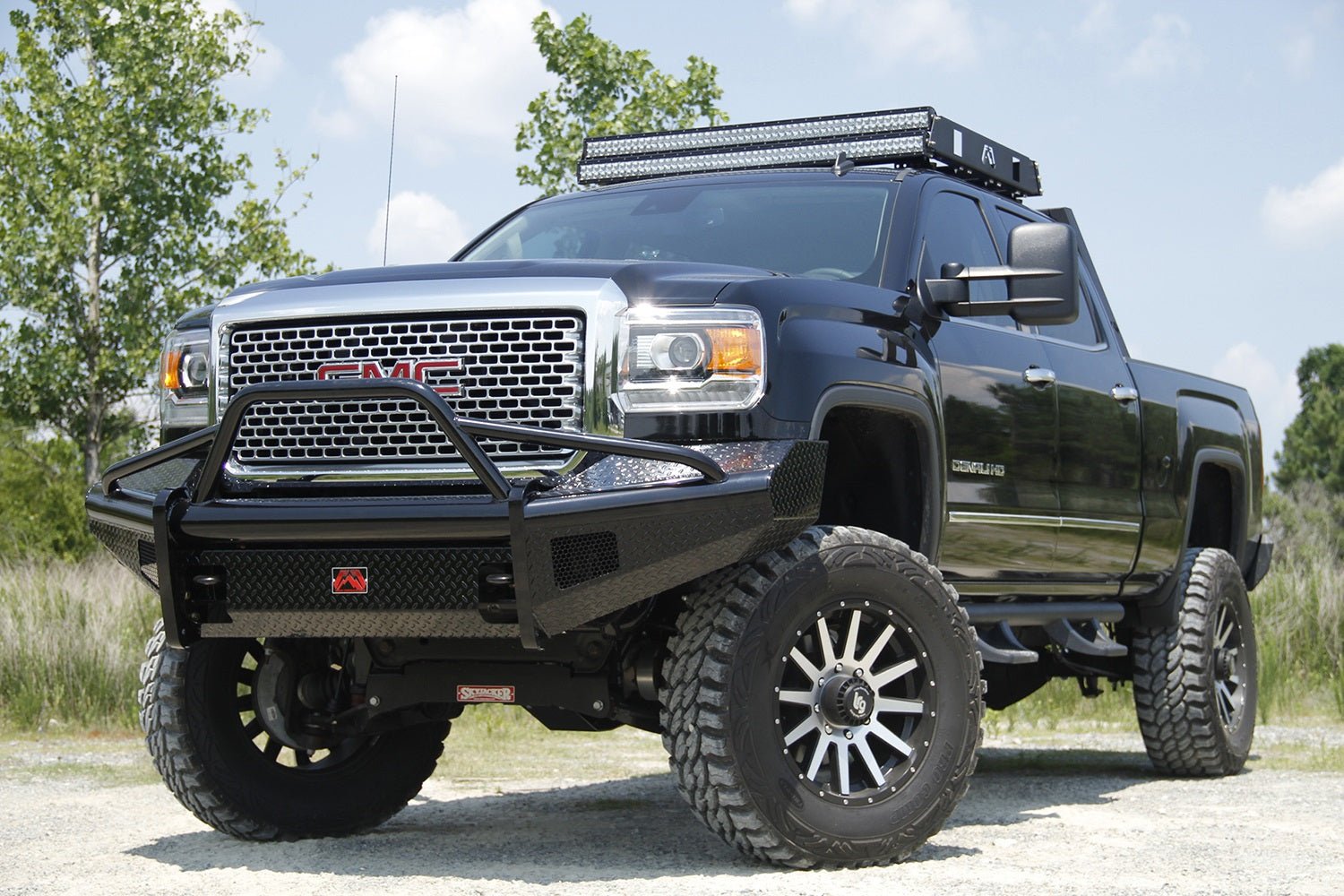 Fab Fours GM11 - S2862 - 1 GMC Sierra 2500/3500 HD 2011 - 2014 Black Steel Front Bumper Pre - Runner Guard - Rugged Truck Gear