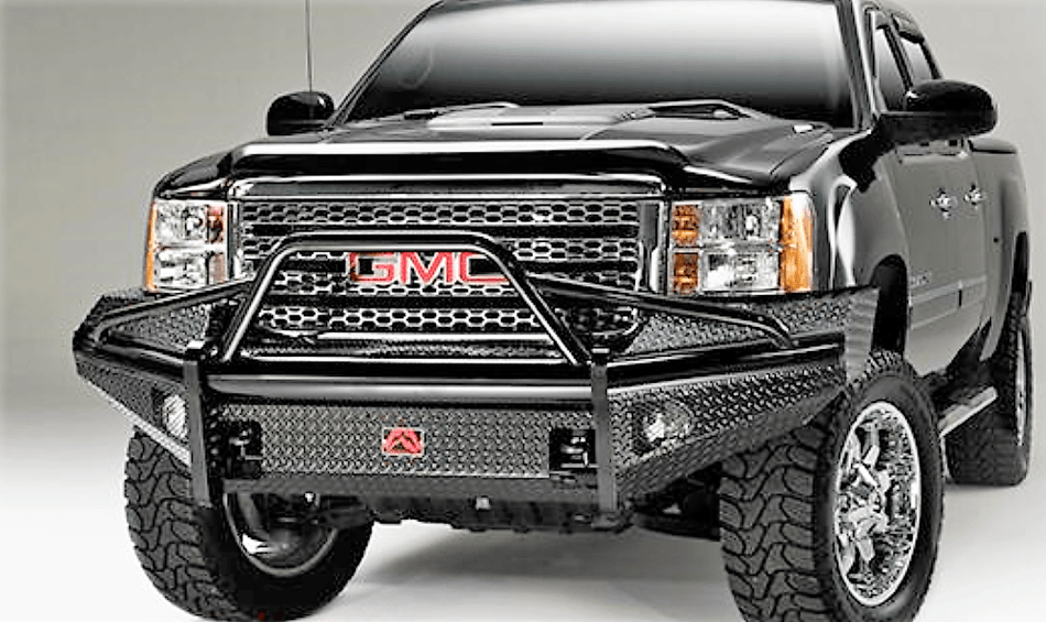 Fab Fours GM11 - S2862 - 1 GMC Sierra 2500/3500 HD 2011 - 2014 Black Steel Front Bumper Pre - Runner Guard - Rugged Truck Gear