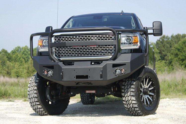 Fab Fours GM14 - A3150 - 1 GMC Sierra 2500/3500 HD 2015 - 2019 Premium Front Bumper Winch Ready Full Guard Non - Sensor - Rugged Truck Gear