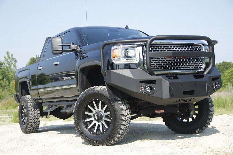 Fab Fours GM14 - A3150 - 1 GMC Sierra 2500/3500 HD 2015 - 2019 Premium Front Bumper Winch Ready Full Guard Non - Sensor - Rugged Truck Gear