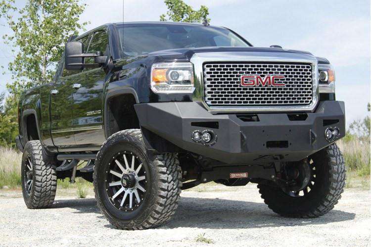 Fab Fours GM14 - A3151 - 1 GMC Sierra 2500/3500 HD 2015 - 2019 Premium Front Bumper Winch Ready No Guard Non - Sensor - Rugged Truck Gear
