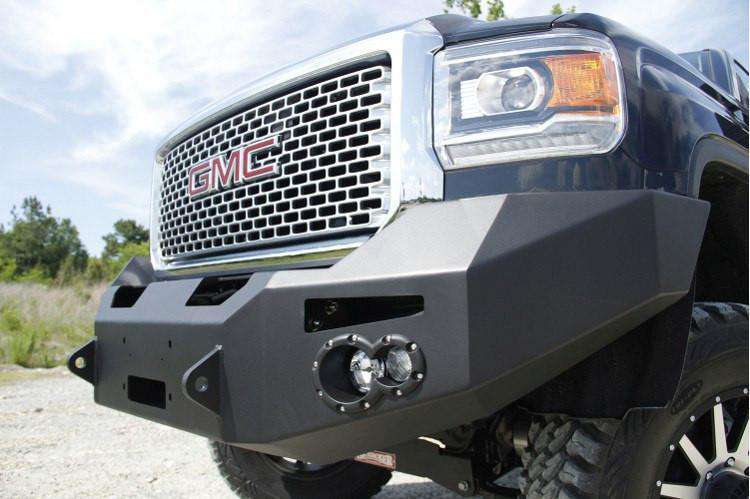 Fab Fours GM14 - A3151 - 1 GMC Sierra 2500/3500 HD 2015 - 2019 Premium Front Bumper Winch Ready No Guard Non - Sensor - Rugged Truck Gear