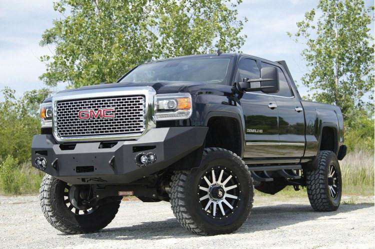 Fab Fours GM14 - A3151 - 1 GMC Sierra 2500/3500 HD 2015 - 2019 Premium Front Bumper Winch Ready No Guard Non - Sensor - Rugged Truck Gear