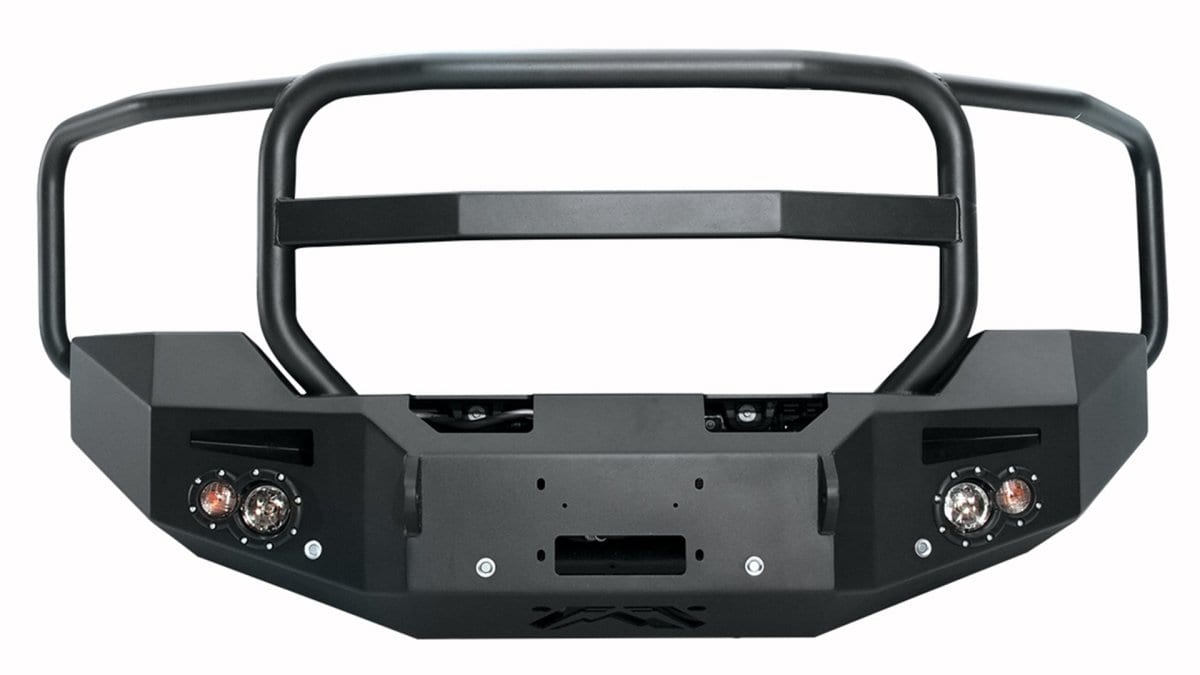 Fab Fours GM14 - C3150 - 1 GMC Sierra 2500/3500 HD 2015 - 2019 Premium Front Winch Bumper Full Guard Sensor - Rugged Truck Gear