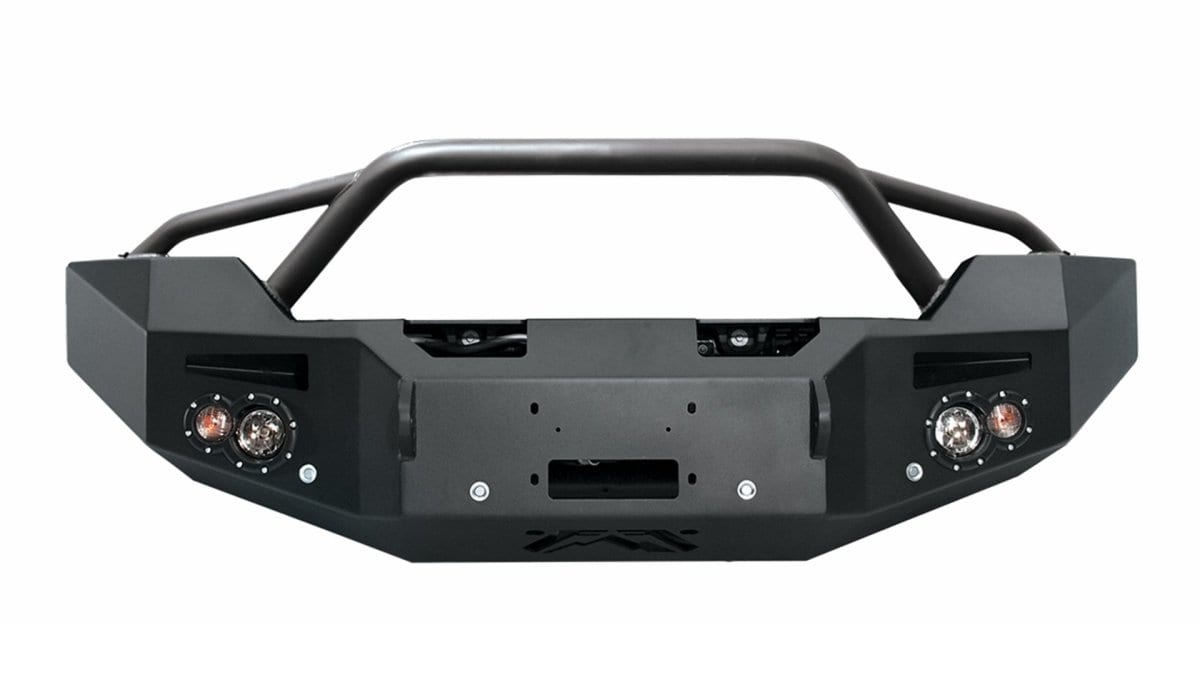 Fab Fours GM14 - C3152 - 1 GMC Sierra 2500/3500 HD 2015 - 2019 Premium Front Winch Bumper Pre - Runner Guard Sensor - Rugged Truck Gear