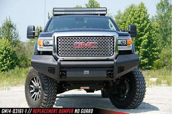 Fab Fours GM14 - Q3161 - 1 GMC Sierra 2500/3500 HD 2015 - 2019 Black Steel Elite Front Bumper No Guard - Rugged Truck Gear