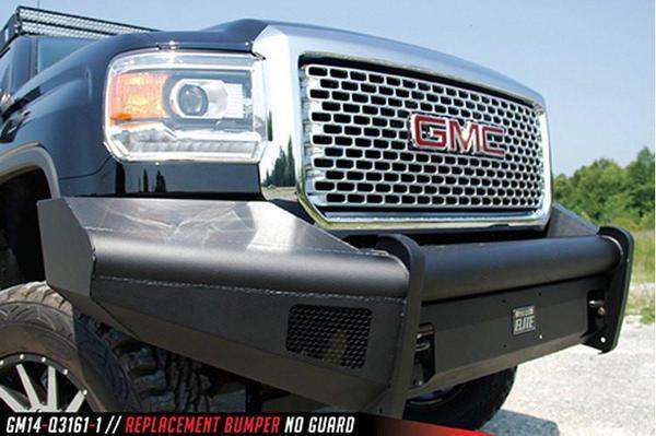 Fab Fours GM14 - Q3161 - 1 GMC Sierra 2500/3500 HD 2015 - 2019 Black Steel Elite Front Bumper No Guard - Rugged Truck Gear