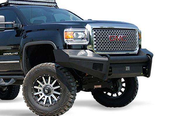 Fab Fours GM14 - Q3161 - 1 GMC Sierra 2500/3500 HD 2015 - 2019 Black Steel Elite Front Bumper No Guard - Rugged Truck Gear