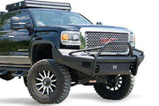 Fab Fours GM14 - Q3162 - 1 GMC Sierra 2500/3500 HD 2015 - 2019 Black Steel Elite Front Bumper Pre - Runner - Rugged Truck Gear