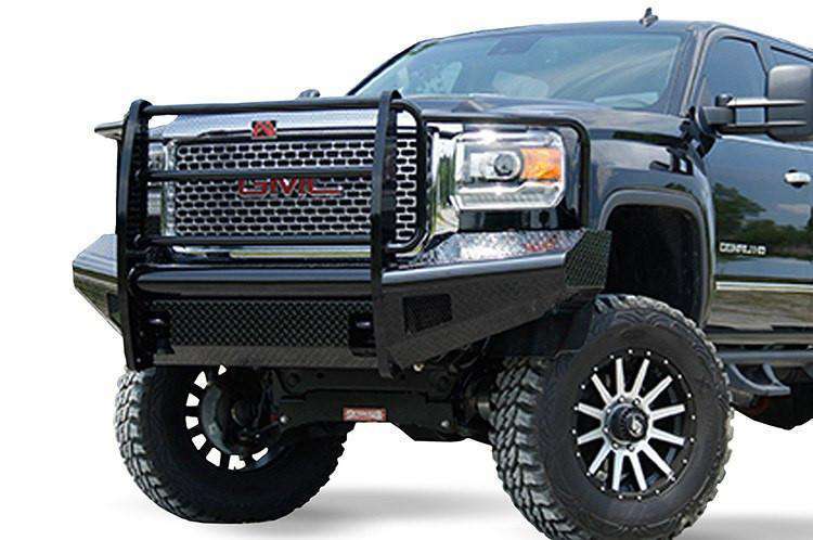 Fab Fours GM14 - S3160 - 1 GMC Sierra 2500/3500 HD 2015 - 2019 Black Steel Front Bumper Full Guard - Rugged Truck Gear