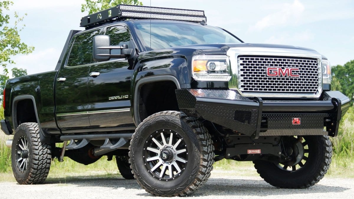 Fab Fours GM14 - S3161 - 1 GMC Sierra 2500/3500 HD 2015 - 2019 Black Steel Front Bumper No Guard - Rugged Truck Gear