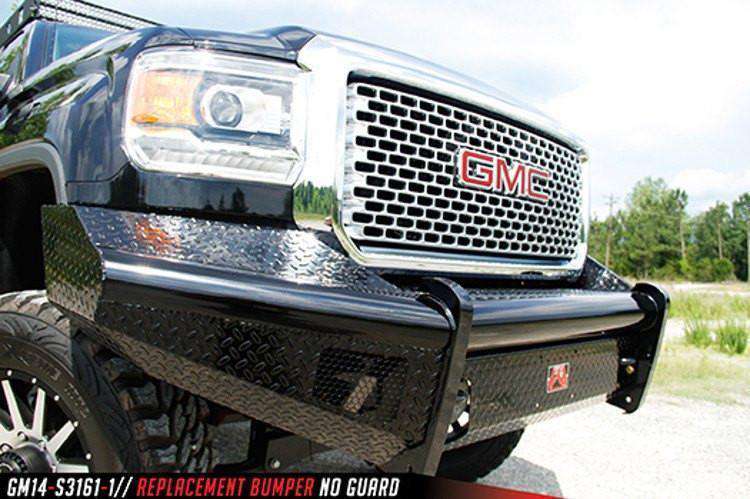 Fab Fours GM14 - S3161 - 1 GMC Sierra 2500/3500 HD 2015 - 2019 Black Steel Front Bumper No Guard - Rugged Truck Gear