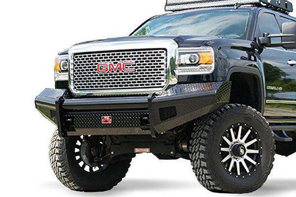 Fab Fours GM14 - S3161 - 1 GMC Sierra 2500/3500 HD 2015 - 2019 Black Steel Front Bumper No Guard - Rugged Truck Gear