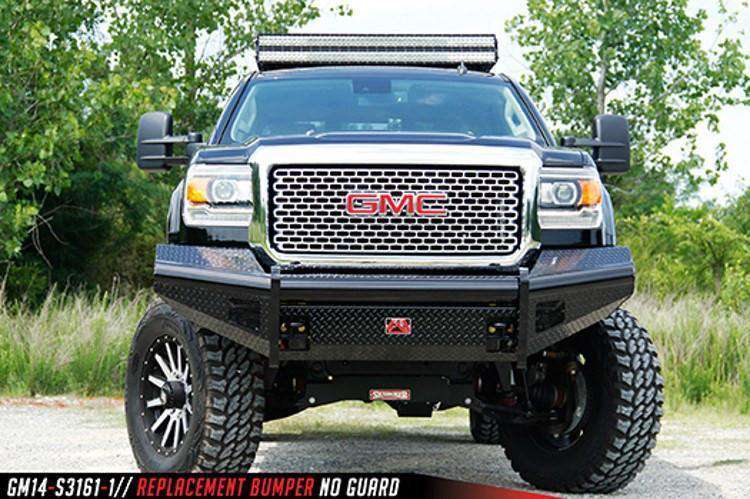 Fab Fours GM14 - S3161 - 1 GMC Sierra 2500/3500 HD 2015 - 2019 Black Steel Front Bumper No Guard - Rugged Truck Gear