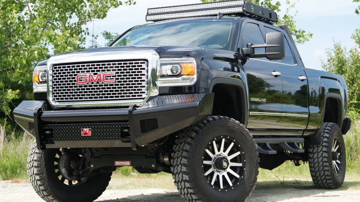 Fab Fours GM14 - S3161 - 1 GMC Sierra 2500/3500 HD 2015 - 2019 Black Steel Front Bumper No Guard - Rugged Truck Gear