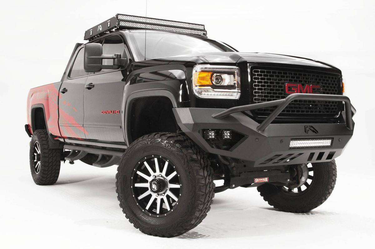 Fab Fours GM15-V3152-1 GMC Sierra 2500/3500 HD 2015-2019 Vengeance Front Bumper Pre-Runner Guard-BumperStock