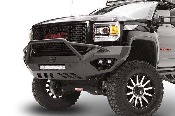 Fab Fours GM15 - V3152 - 1 GMC Sierra 2500/3500 HD 2015 - 2019 Vengeance Front Bumper Pre - Runner Guard - Rugged Truck Gear