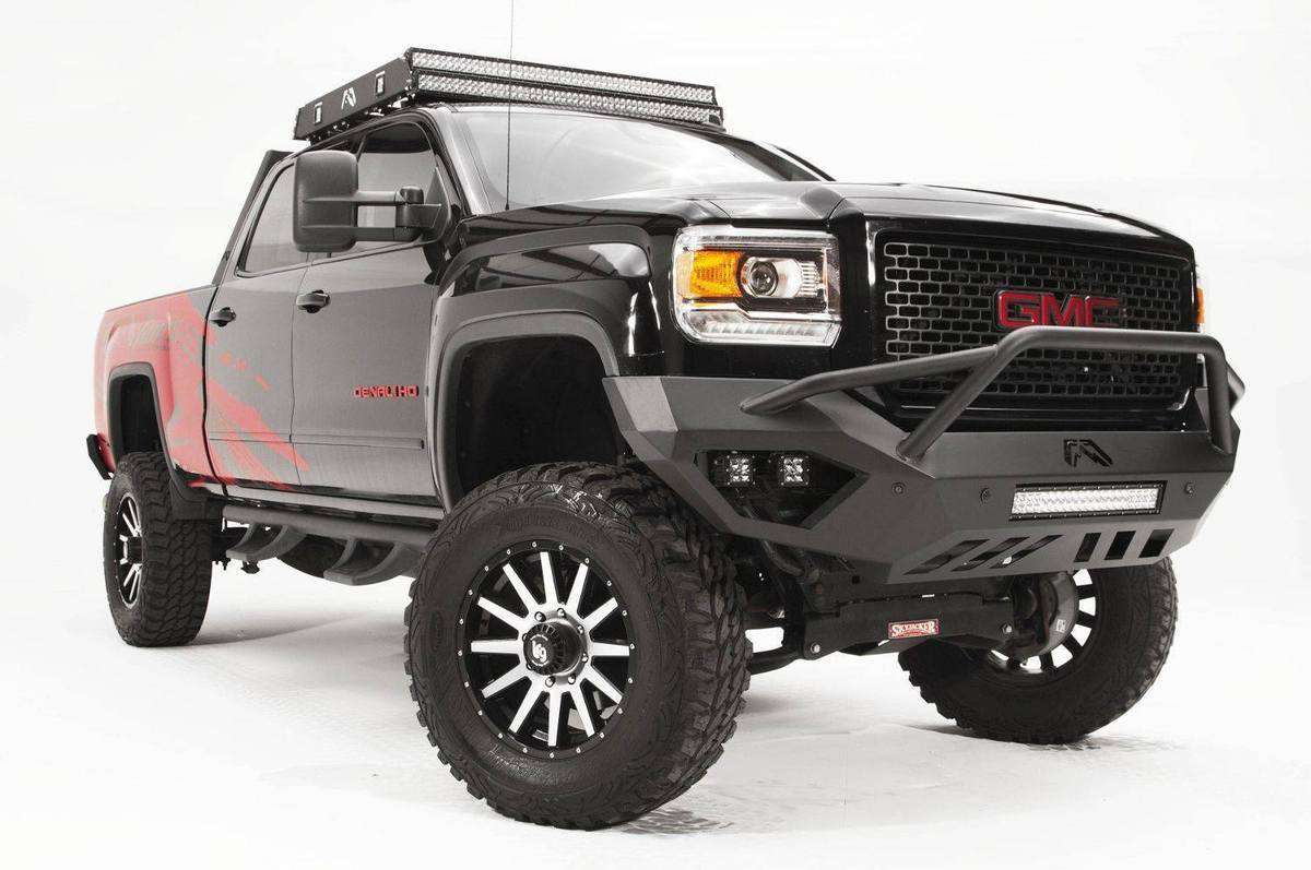 Fab Fours GM15 - V3152 - 1 GMC Sierra 2500/3500 HD 2015 - 2019 Vengeance Front Bumper Pre - Runner Guard - Rugged Truck Gear