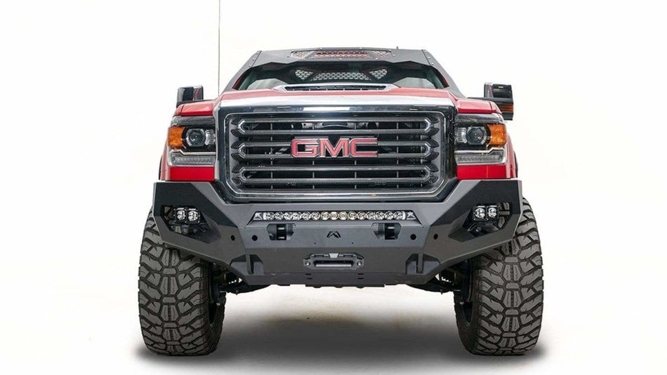 Fab Fours GM15 - X2851 - 1 GMC Sierra 2500/3500 HD 2015 - 2019 Matrix Front Bumper Winch Ready No Guard - Rugged Truck Gear