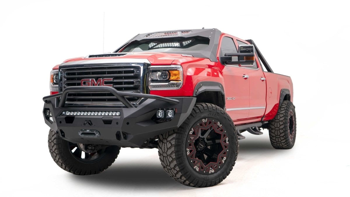 Fab Fours GM15 - X2852 - 1 GMC Sierra 2500/3500 HD 2015 - 2019 Matrix Front Bumper Winch Ready Pre - Runner Guard - Rugged Truck Gear
