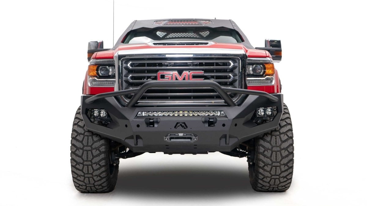 Fab Fours GM15 - X2852 - 1 GMC Sierra 2500/3500 HD 2015 - 2019 Matrix Front Bumper Winch Ready Pre - Runner Guard - Rugged Truck Gear