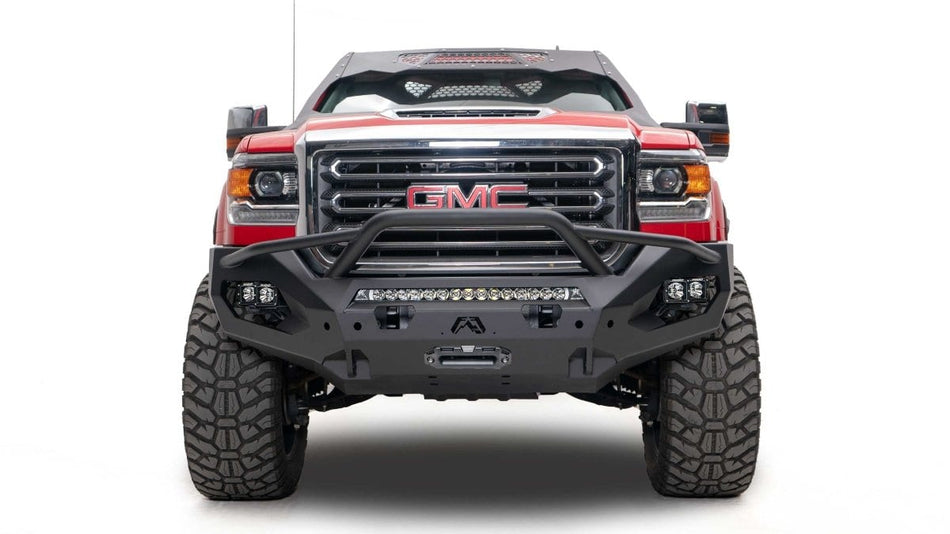 Fab Fours GM15 - X2852 - 1 GMC Sierra 2500/3500 HD 2015 - 2019 Matrix Front Bumper Winch Ready Pre - Runner Guard - Rugged Truck Gear