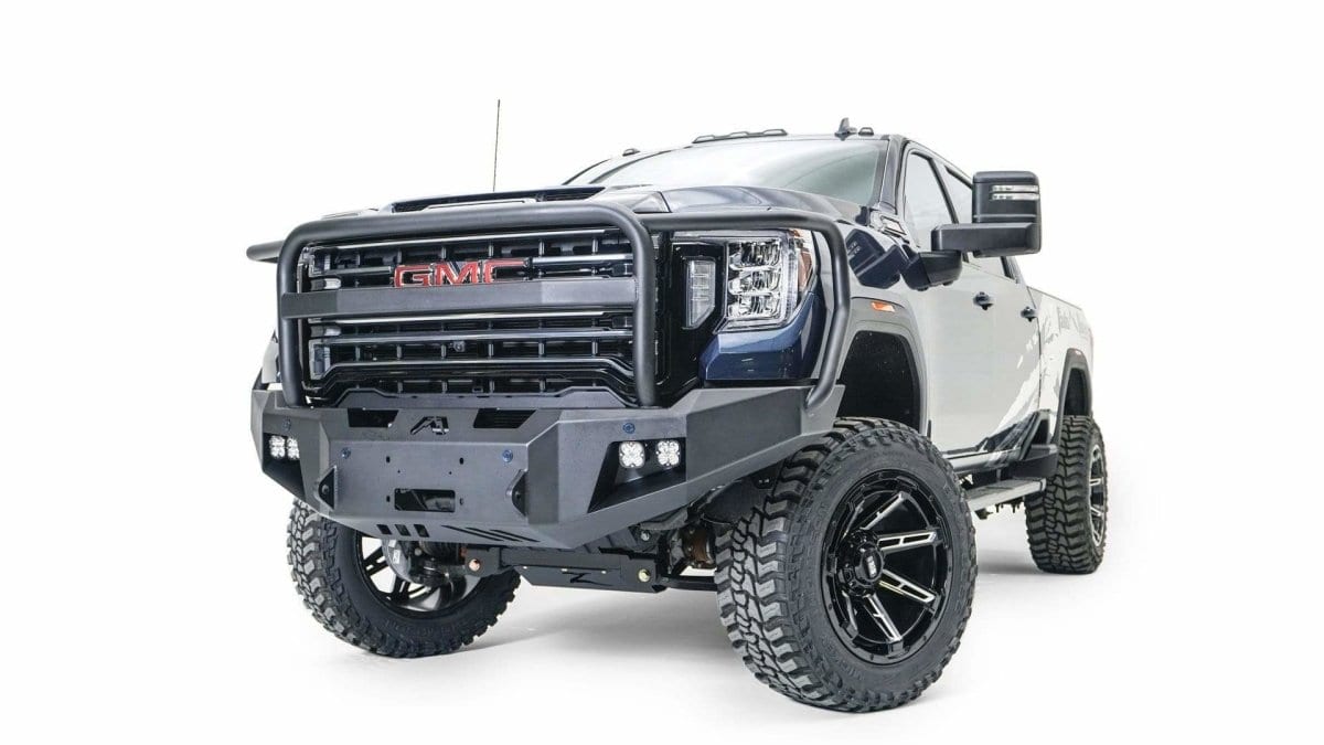 Fab Fours GM20 - A5050 - 1 GMC Sierra 2500/3500 HD 2020 - 2022 New Premium Front Bumper Winch Ready Full Guard - Rugged Truck Gear