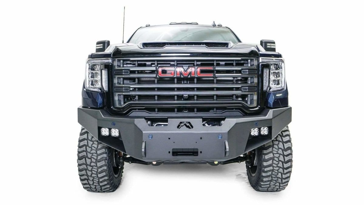 Fab Fours GM20 - A5051 - 1 GMC Sierra 2500/3500 HD 2020 - 2022 New Premium Front Bumper Winch Ready No Guard - Rugged Truck Gear