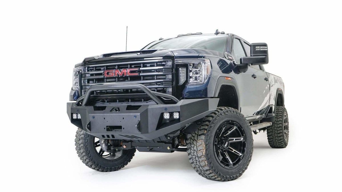 Fab Fours GM20 - A5052 - 1 GMC Sierra 2500/3500 HD 2020 - 2022 New Premium Front Bumper Winch Ready Pre - Runner Guard - Rugged Truck Gear