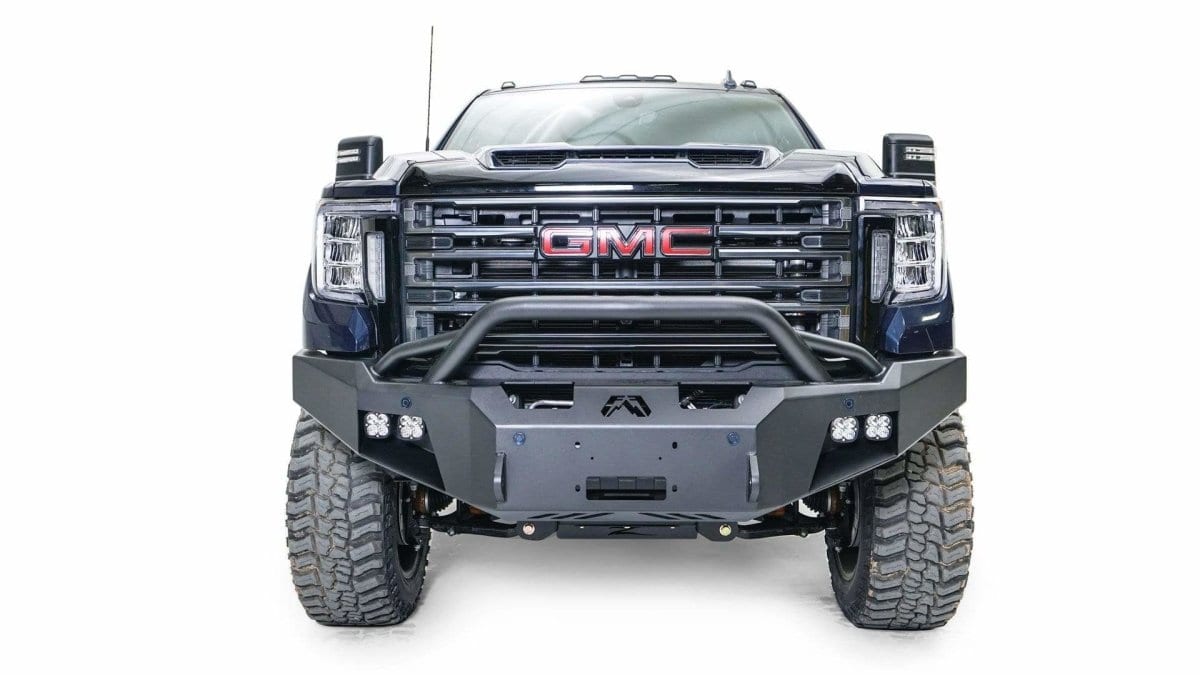 Fab Fours GM20 - A5052 - 1 GMC Sierra 2500/3500 HD 2020 - 2022 New Premium Front Bumper Winch Ready Pre - Runner Guard - Rugged Truck Gear