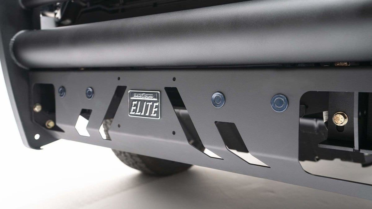 Fab Fours GM20 - Q5060 - 1 GMC Sierra 2500/3500 HD 2020 - 2022 Black Steel Elite Front Bumper Full Guard - Rugged Truck Gear