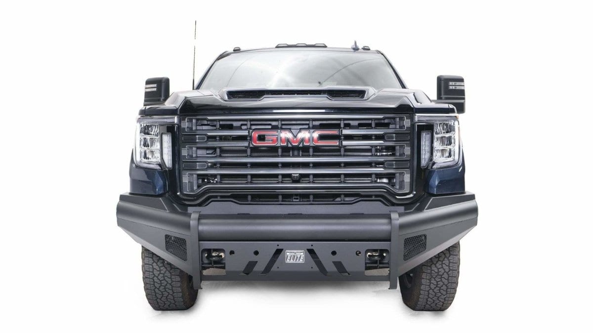 Fab Fours GM20 - Q5061 - 1 GMC Sierra 2500/3500 HD 2020 - 2022 Black Steel Elite Front Bumper No Guard - Rugged Truck Gear