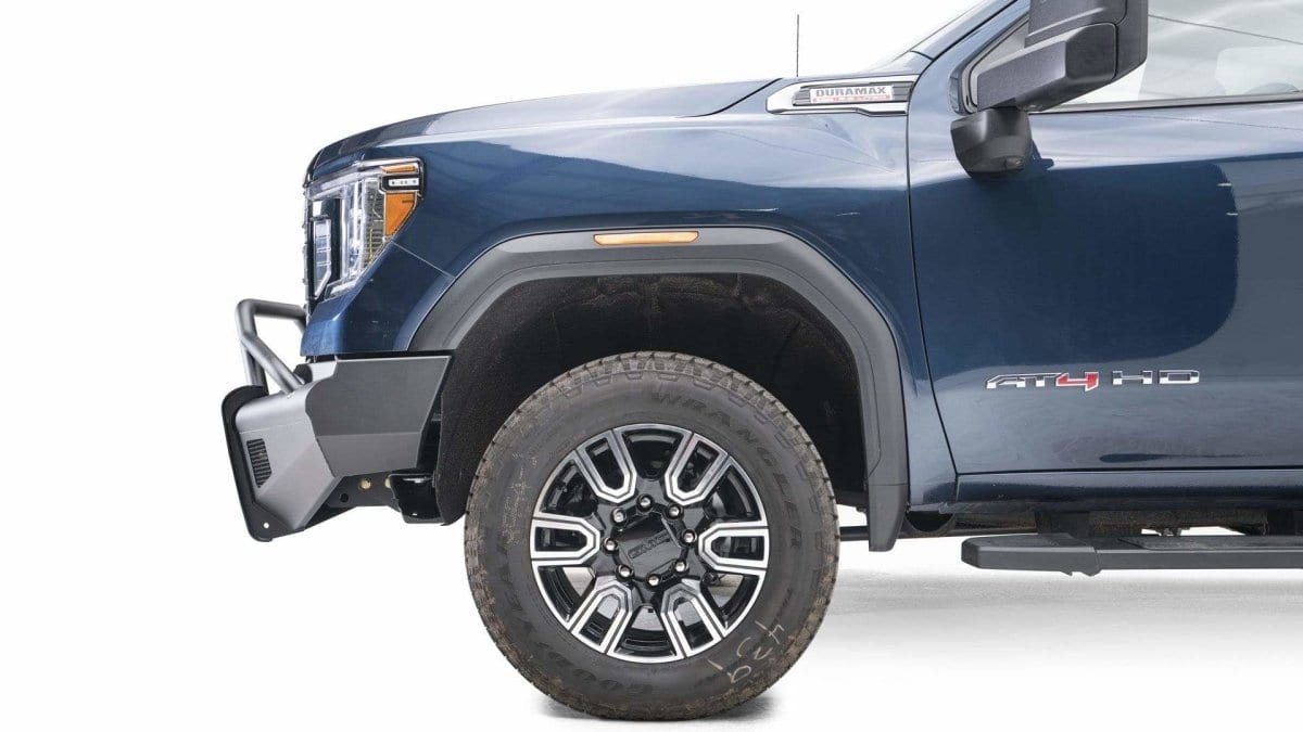 Fab Fours GM20 - Q5062 - 1 GMC Sierra 2500/3500 HD 2020 - 2022 Black Steel Elite Front Bumper Pre - Runner Guard - Rugged Truck Gear