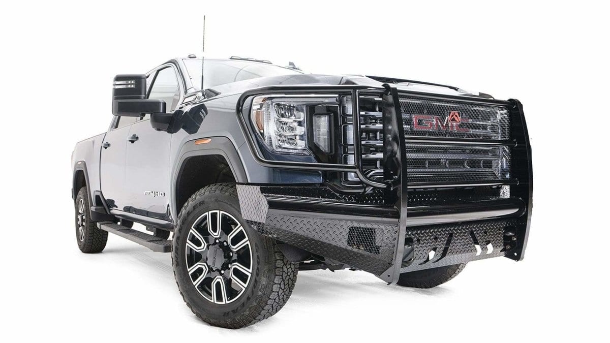 Fab Fours GM20 - S5060 - 1 GMC Sierra 2500/3500 HD 2020 - 2022 Black Steel Front Bumper Full Guard - Rugged Truck Gear
