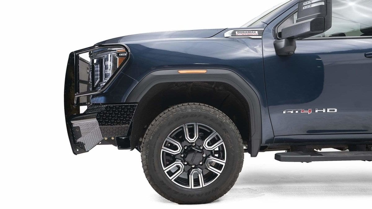 Fab Fours GM20 - S5060 - 1 GMC Sierra 2500/3500 HD 2020 - 2022 Black Steel Front Bumper Full Guard - Rugged Truck Gear
