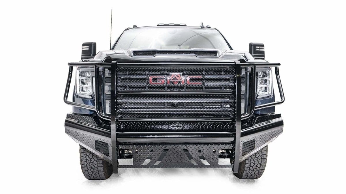 Fab Fours GM20 - S5060 - 1 GMC Sierra 2500/3500 HD 2020 - 2022 Black Steel Front Bumper Full Guard - Rugged Truck Gear