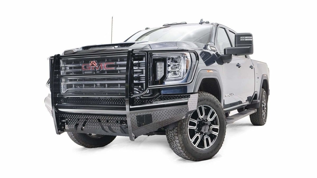 Fab Fours GM20 - S5060 - 1 GMC Sierra 2500/3500 HD 2020 - 2022 Black Steel Front Bumper Full Guard - Rugged Truck Gear