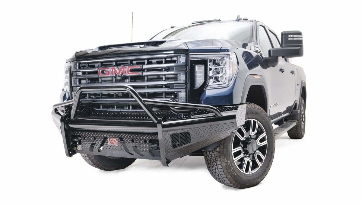 Fab Fours GM20 - S5062 - 1 GMC Sierra 2500/3500 HD 2020 - 2022 Black Steel Front Bumper Pre - Runner Guard - Rugged Truck Gear