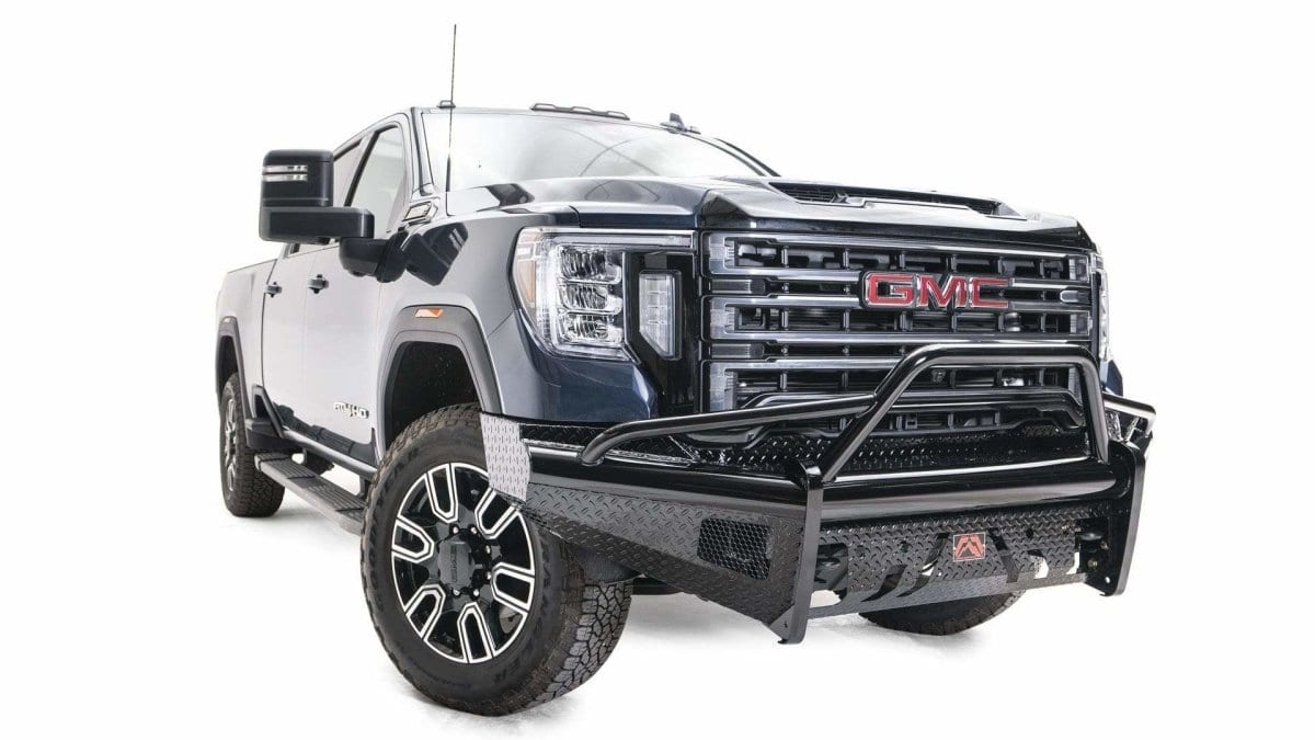 Fab Fours GM20 - S5062 - 1 GMC Sierra 2500/3500 HD 2020 - 2022 Black Steel Front Bumper Pre - Runner Guard - Rugged Truck Gear