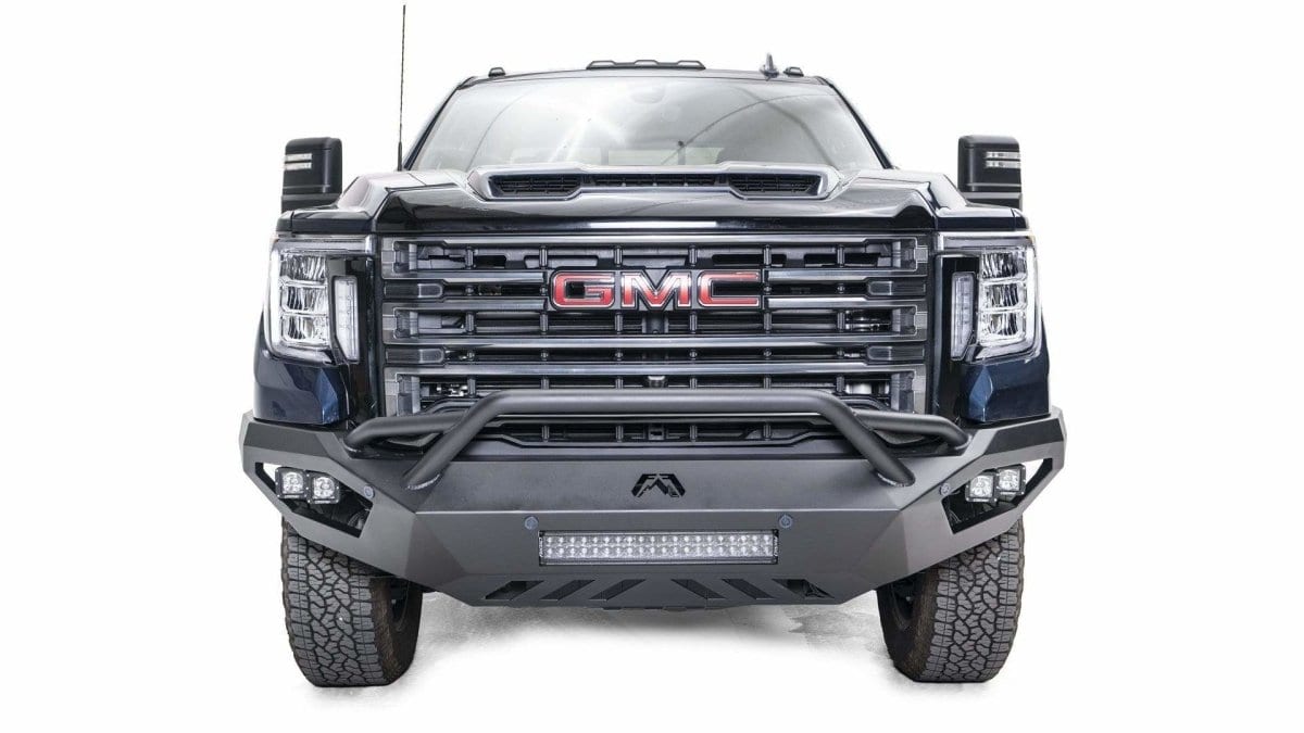 Fab Fours GM20-V5052-1 GMC Sierra 2500/3500 HD 2020-2021 Vengeance Front Bumper Pre-Runner Guard-BumperStock