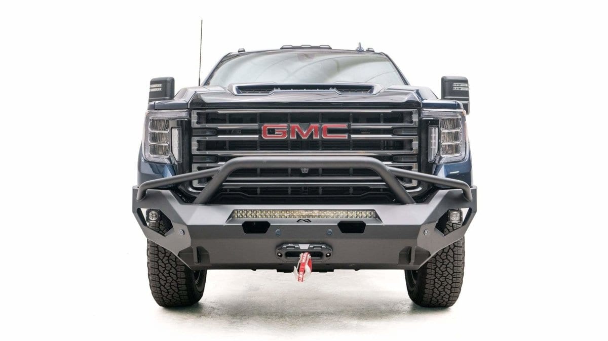 Fab Fours GM20 - X5052 - 1 GMC Sierra 2500/3500 HD 2020 - 2023 Matrix Front Bumper Winch Ready Pre - Runner Guard - Rugged Truck Gear