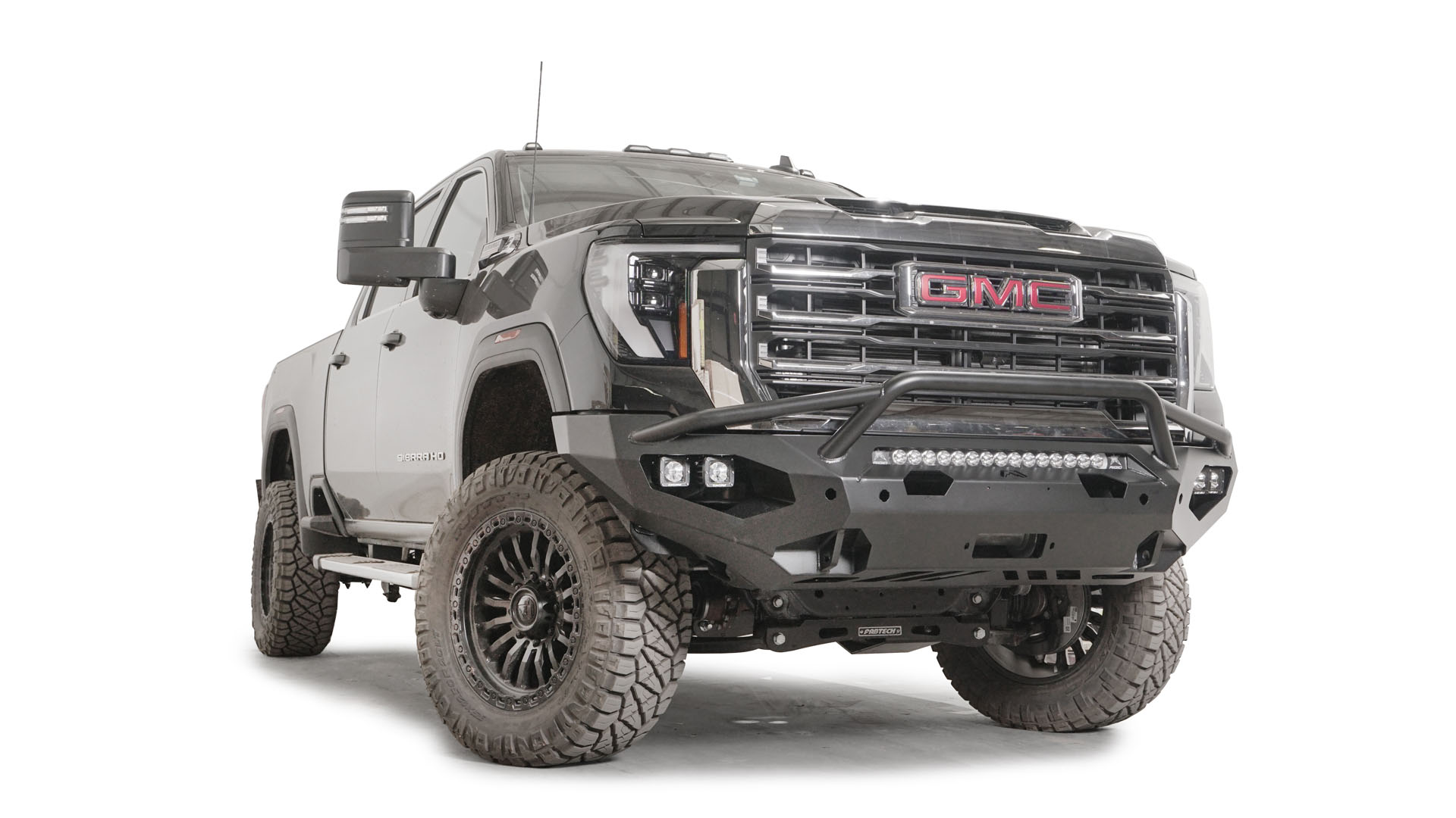 Fab Fours GM24 - X6252 - 1 GMC Sierra 2500/3500 HD 2024 Matrix Front Bumper Winch Ready Pre - Runner Guard - Rugged Truck Gear