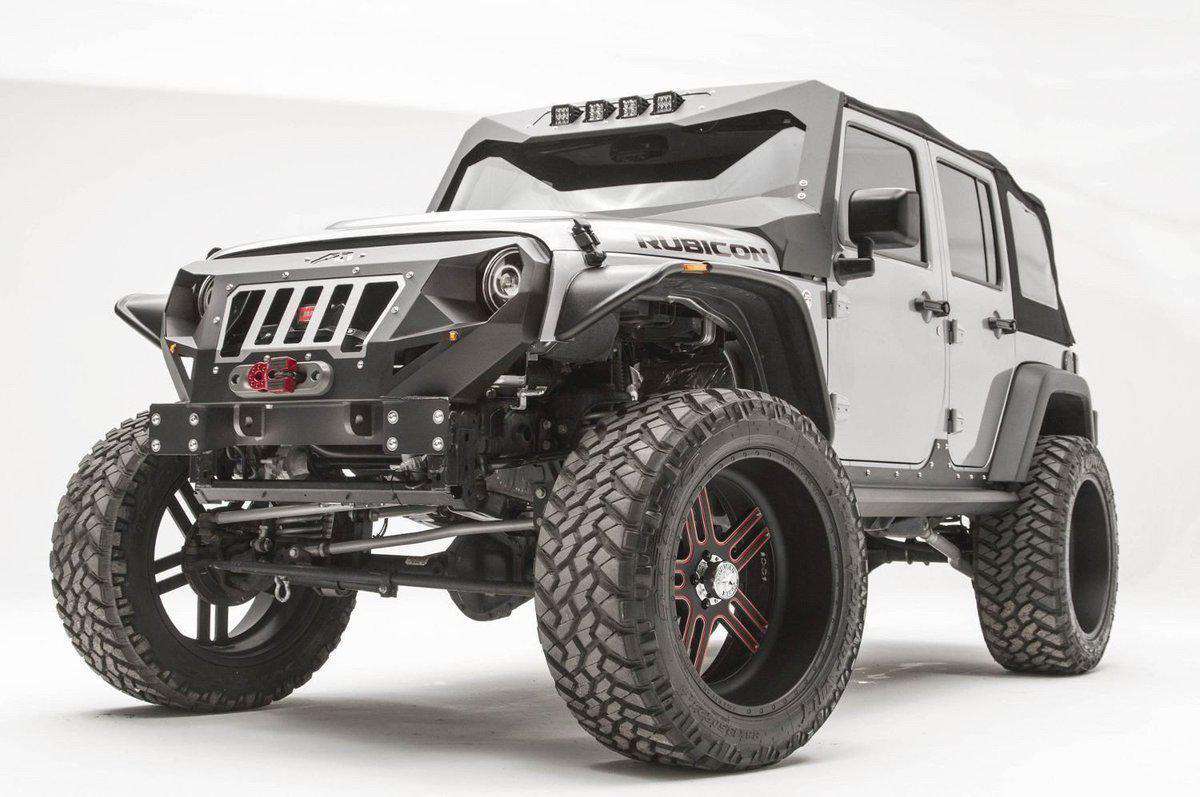 Fab Fours GR1000 - 1 Jeep Wrangler JK 2007 - 2018 Grumper Stubby Front Bumper - Rugged Truck Gear