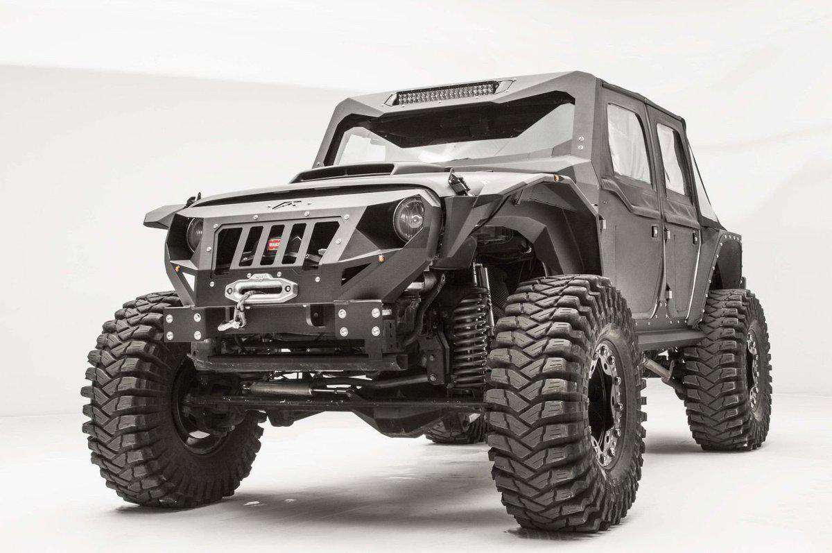 Fab Fours GR1000 - 1 Jeep Wrangler JK 2007 - 2018 Grumper Stubby Front Bumper - Rugged Truck Gear