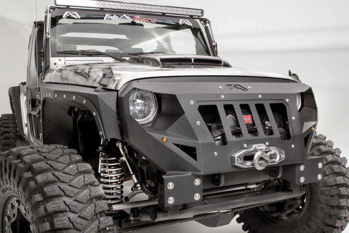 Fab Fours GR1000 - 1 Jeep Wrangler JK 2007 - 2018 Grumper Stubby Front Bumper - Rugged Truck Gear