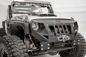 Fab Fours GR1000-1 Jeep Wrangler JK 2007-2018 Grumper Stubby Front Bumper-BumperStock