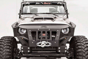 Fab Fours GR1000-1 Jeep Wrangler JK 2007-2018 Grumper Stubby Front Bumper-BumperStock